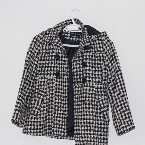 Rothschild Kid winter jacket with hood Black and white checkered pattern - Picture 2 of 5